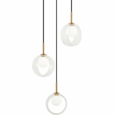 Matteo C60603AGCL Delcia Contemporary Aged Gold Brass LED Multi Pendant Hanging Light