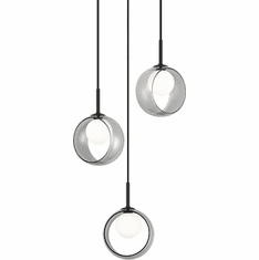Matteo C60603BKSM Delcia Contemporary Black LED Multi Pendant Lighting