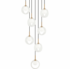 Matteo C60607AGCL Delcia Modern Aged Gold Brass LED Multi Pendant Lighting Fixture