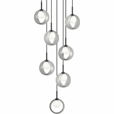 Matteo C60607BKSM Delcia Modern Black LED Multi Ceiling Pendant Light