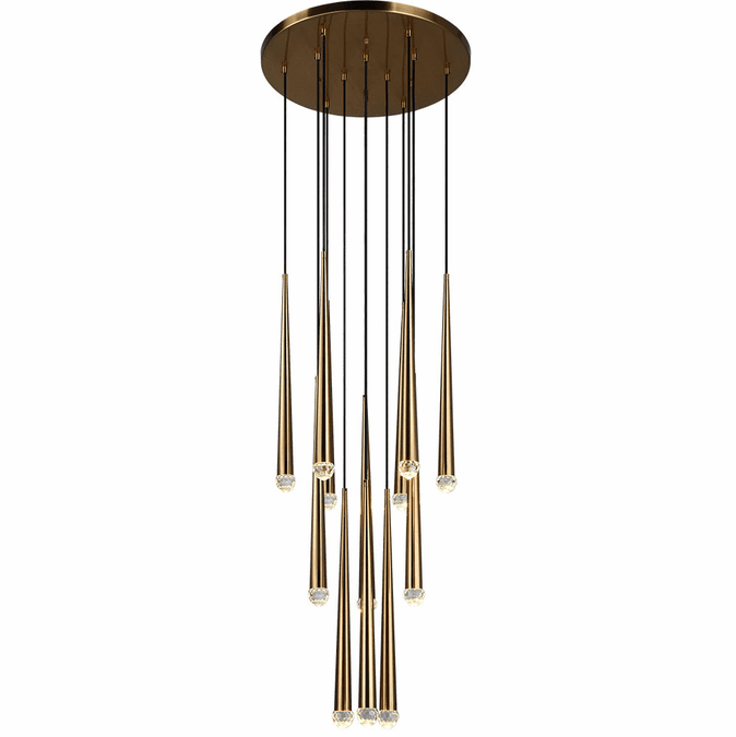Matteo C62712AG Renaie Modern Aged Gold Brass LED Multi Hanging Pendant Light