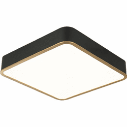 Matteo M10545BKAG Ainslay Contemporary Black / Aged Gold Brass LED 15" Flush Lighting