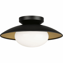 Matteo M13111BKOP Hatley Contemporary Black 12" Flush Mount Lighting
