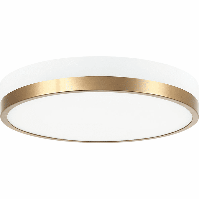 Matteo M15301WHAG Tone Modern White and Aged Gold Brass LED Flush Ceiling Light Fixture