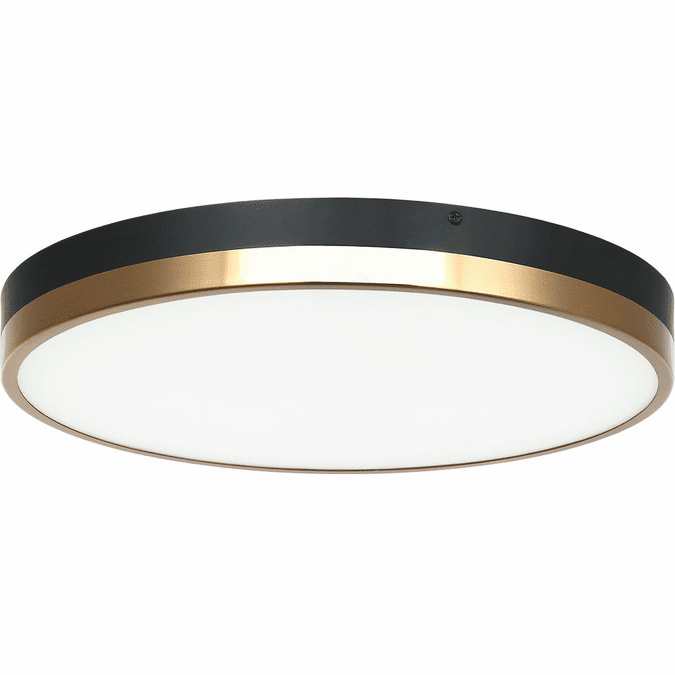 Matteo M15302BKAG Tone Modern Black and Aged Gold Brass LED Flush Mount Ceiling Light Fixture
