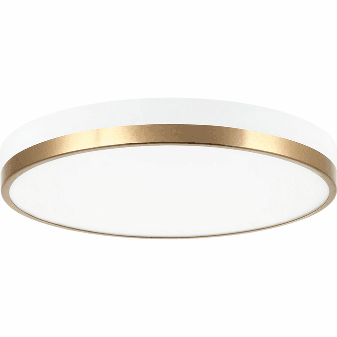 Matteo M15302WHAG Tone Contemporary White and Aged Gold Brass LED Overhead Light Fixture