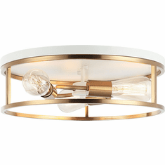 Matteo M15503WHAG Clarke Contemporary White and Aged Gold Brass Overhead Lighting Fixture
