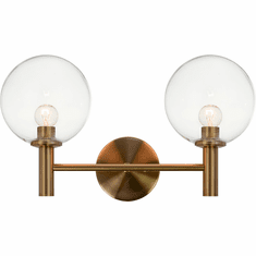Matteo S06002AGCL Cosmo Aged Gold Brass 2-Light Vanity Light Fixture