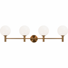 Matteo S06004AGOP Cosmo Aged Gold Brass 4-Light Bathroom Wall Light Fixture