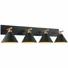 Matteo S10604MB Bliss Contemporary Brass / Matte Black 4-Light Bathroom Vanity Light
