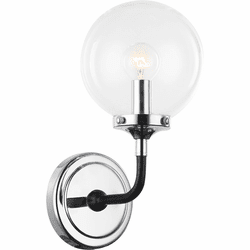 Matteo W58201CHCL Particles Contemporary Black & Chrome Wall Sconce