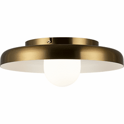 Matteo X34411AGOP Creston Contemporary Aged Gold Brass LED 12" Flush Ceiling Light Fixture
