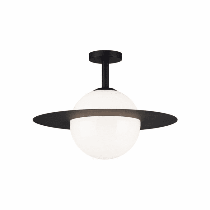 Matteo X60411BKOP Bliss Modern Black / Opal Glass 18" Flush Mount Ceiling Light Fixture