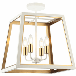 Matteo X72104WHAG Rosalie Contemporary White / Aged Gold Brass Ceiling Light Fixture