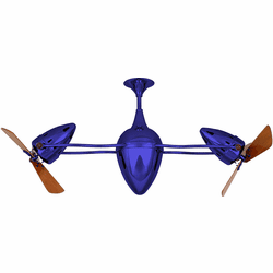 Matthews AR-BLUE-WD Ar Ruthiane Contemporary Blue Interior/Exterior 48" Rotational Ceiling Fan with Mahogany Blades