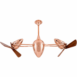 Matthews AR-CP-WD Ar Ruthiane Contemporary Polished Copper Interior/Exterior 48" Rotational Ceiling Fan with Mahogany Blades