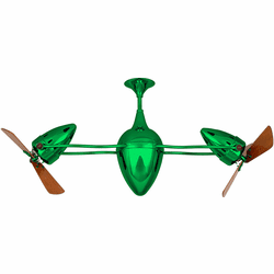Matthews AR-GREEN-WD Ar Ruthiane Contemporary Green Interior/Exterior 48" Rotational Ceiling Fan with Mahogany Blades
