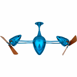 Matthews AR-LTBLUE-WD Ar Ruthiane Contemporary Light Blue Interior/Exterior 48" Rotational Home Ceiling Fan with Mahogany Blades