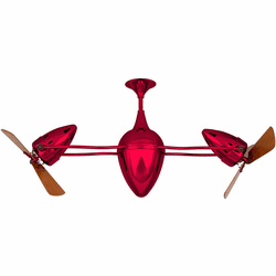 Matthews AR-RED-WD Ar Ruthiane Contemporary Red Interior/Exterior 48" Rotational Ceiling Fan with Mahogany Blades