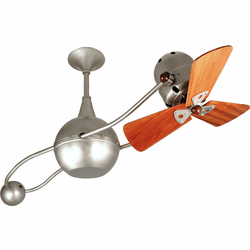 Matthews B2K-BN-WD Brisa 2000 Modern Brushed Nickel Interior/Exterior 40" Rotational Mahogany Blade Ceiling Fan