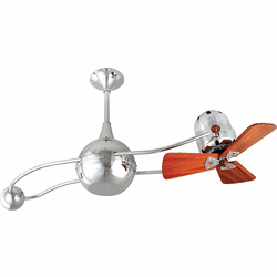 Matthews B2K-CR-WD Brisa 2000 Contemporary Polished Chrome Interior/Exterior 40" Rotational Mahogany Blade Home Ceiling Fan