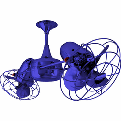 Matthews DD-BLUE-MTL Duplo-Dinamico Modern Blue Interior/Exterior 36" Rotational Home Ceiling Fan with Metal Blades