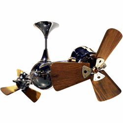 Matthews IV-BKN-WD Italo Ventania Contemporary Black Nickel Interior/Exterior 53" Rotational Ceiling Fan with Mahogany Blades