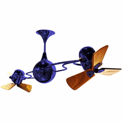 Matthews IV-BLUE-WD Italo Ventania Modern Blue Interior/Exterior 53" Rotational Ceiling Fan with Mahogany Blades