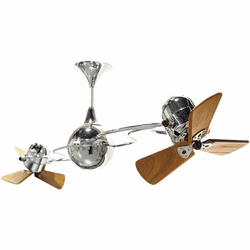 Matthews IV-CR-WD Italo Ventania Contemporary Polished Chrome Interior/Exterior 53" Rotational Ceiling Fan with Mahogany Blades