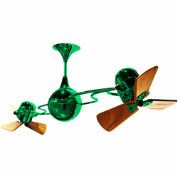 Matthews IV-GREEN-WD Italo Ventania Contemporary Green Interior/Exterior 53" Rotational Ceiling Fan with Mahogany Blades