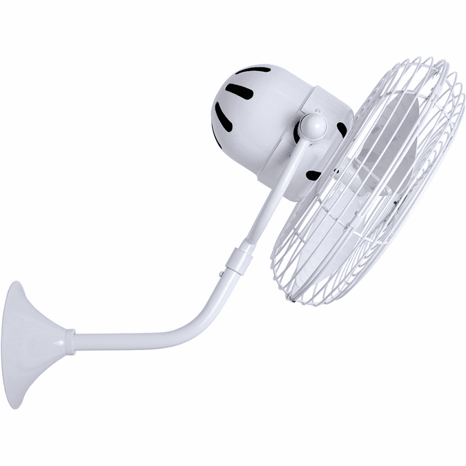 Matthews MP-WH-MTL Michelle Parede Contemporary Gloss White Interior/Exterior 19" Directional Wall Fan