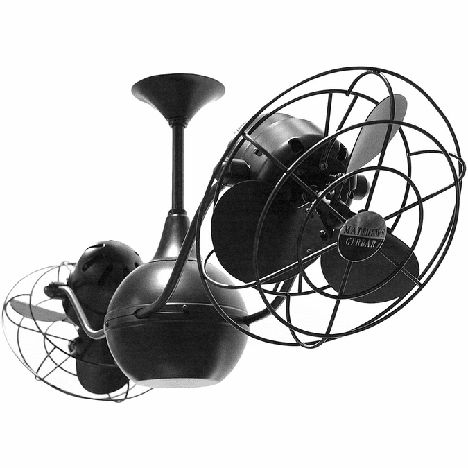 Matthews VB-BK-MTL Vent-Bettina Modern Matte Black Interior/Exterior 42" Rotational Ceiling Fan with Metal Blades