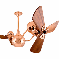 Matthews VB-CP-WD Vent-Bettina Modern Polished Copper Interior/Exterior 42" Rotational Home Ceiling Fan with Mahogany Blades