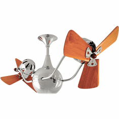 Matthews VB-CR-WD Vent-Bettina Modern Polished Chrome Interior/Exterior 42" Rotational Ceiling Fan with Mahogany Blades