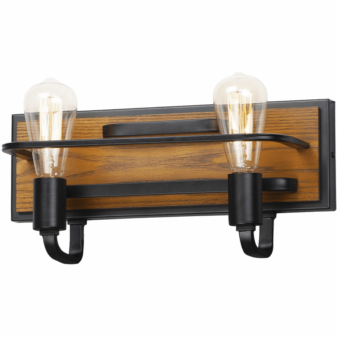 Maxim 10302BKASB Black Forest Contemporary Black / Ashbury 2-Light Vanity Lighting