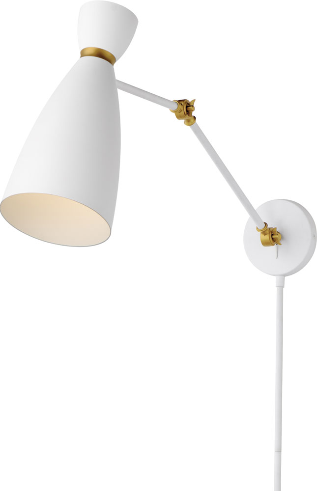 Maxim 11300WTSBR Carillon Contemporary White / Satin Brass Swing Arm ...