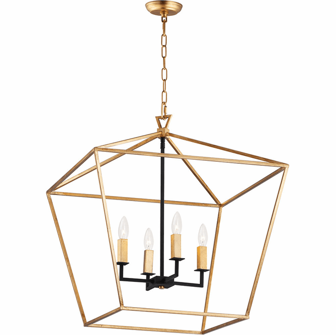 Maxim 25155GLTXB Abode Gold Leaf / Textured Black 24.5" Foyer Lighting Fixture