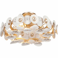 Metropolitan N1863-760 Niu Modern Coconut Shell Gold and White Flush Mount Light Fixture