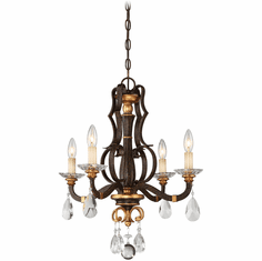 Metropolitan N6454-652 Chateau Nobles Traditional Raven Bronze w/ Sunburst Gold Mini Chandelier Lighting