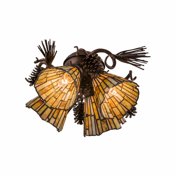 Meyda Custom 105716 Jadestone Delta Tiffany Mahogany Bronze Finish 8.25" Tall Fan Light Kit