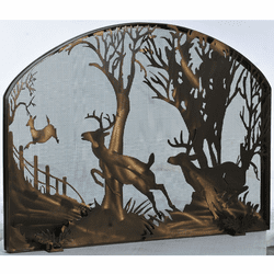 Meyda Custom 107759 Deer on the Loose Country Antique Copper Fireplace Screen