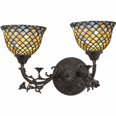 Meyda Lighting 109508 Tiffany Fishscale Tiffany Green / Blue Lighting Sconce