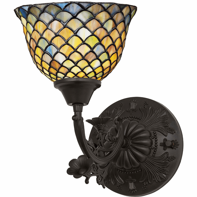 Meyda Lighting 109518 Tiffany Fishscale Tiffany Green / Blue Lamp Sconce