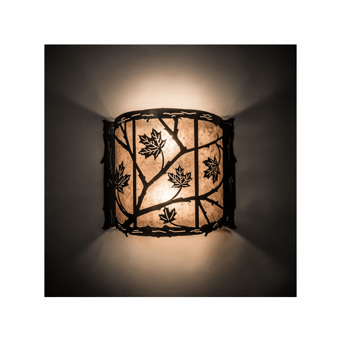 Meyda Custom 111643 Maple Leaf 14 Inch Tall Rustic Lighting Sconce - Antique Copper