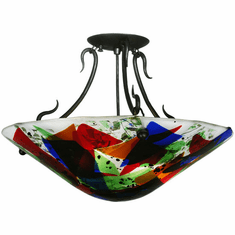 Meyda Custom 112377 Colorito Fused Glass 18 Inch Diameter Contemporary Semi Flush Lighting