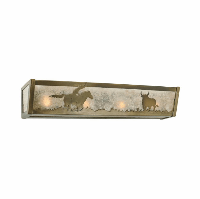 Meyda Custom 113548 Cowboy & Steer 24 Inch Wide Vanity Lighting For Bathroom - Antique Copper