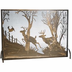 Meyda Custom 113656 Deer on the Loose Rustic Antique Copper Fireplace Screen