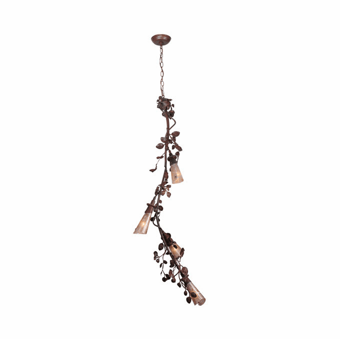 Meyda Custom 114383 Oak Mountain Vinca Vine Four-Light Rustic Chandelier