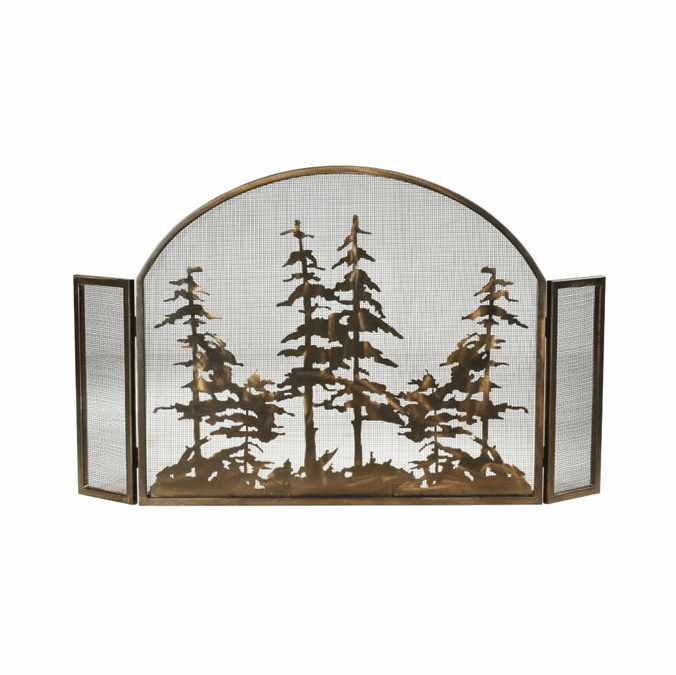 Meyda Custom 119082 Tall Pines Country Antique Copper Fireplace Screen