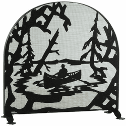 Meyda Custom 124963 Canoe At Lake Rustic Fireplace Screen